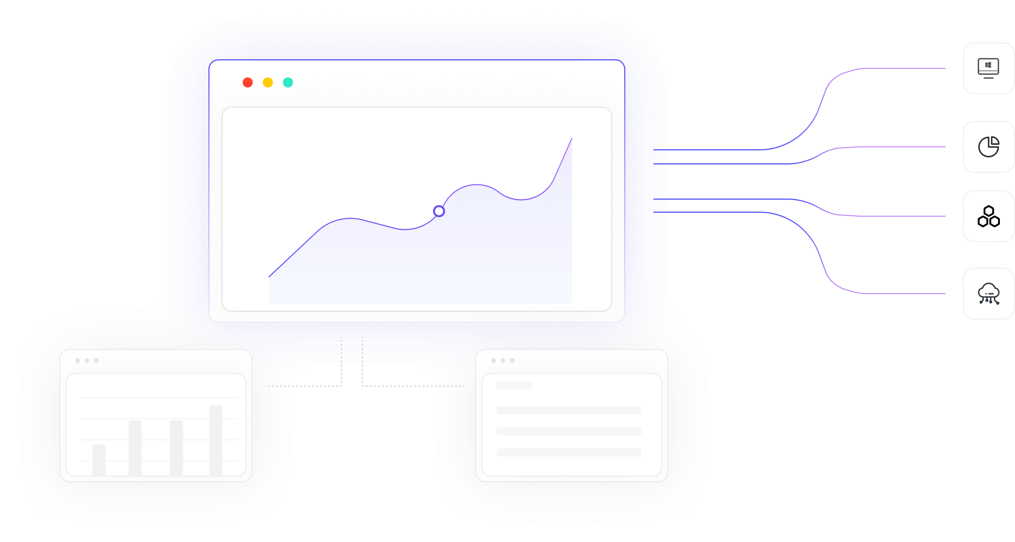 Illustration of OkkProxy’s proxy solutions for data collection, showing high-performance proxies for web scraping, automated data extraction, and analytics.